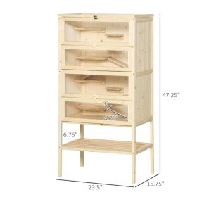 5-Tier Wooden Hamster Cage Mice Habitat Rat Habitat With Openable Top, Front Door And Storage Shelf (Option: Natural Wood Grain)