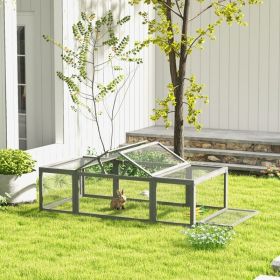 Large Wooden Rabbit Hutch Small Animal Habitat Enclosure Outdoor Run And Lockable Doors - Gray (Option: Gray)