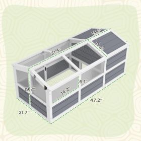 PawHut Wooden Tortoise Habitat Outdoor W Bottomless Design, Doors, PC Sun Panel Windows, For Small Animals, Rabbit, Light Gray (Option: White Light Gray)