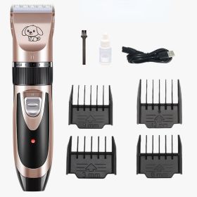 Dog Grooming Kit Clippers; Low Noise; pet grooming; Rechargeable; cat grooming; Pet Hair Thick Coats Clippers Trimmers Set; Suitable for Dogs; Ca (Color: Rose gold)