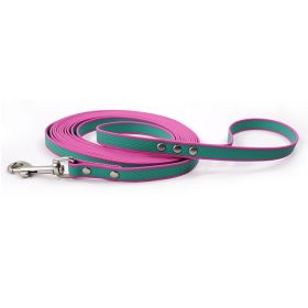 Durable material New style two-color training rope Tangle-free Soft on pet 4.92FT Obedience training Daily walk training Park training  Evening/e (Color: green-purple, size: 5M)